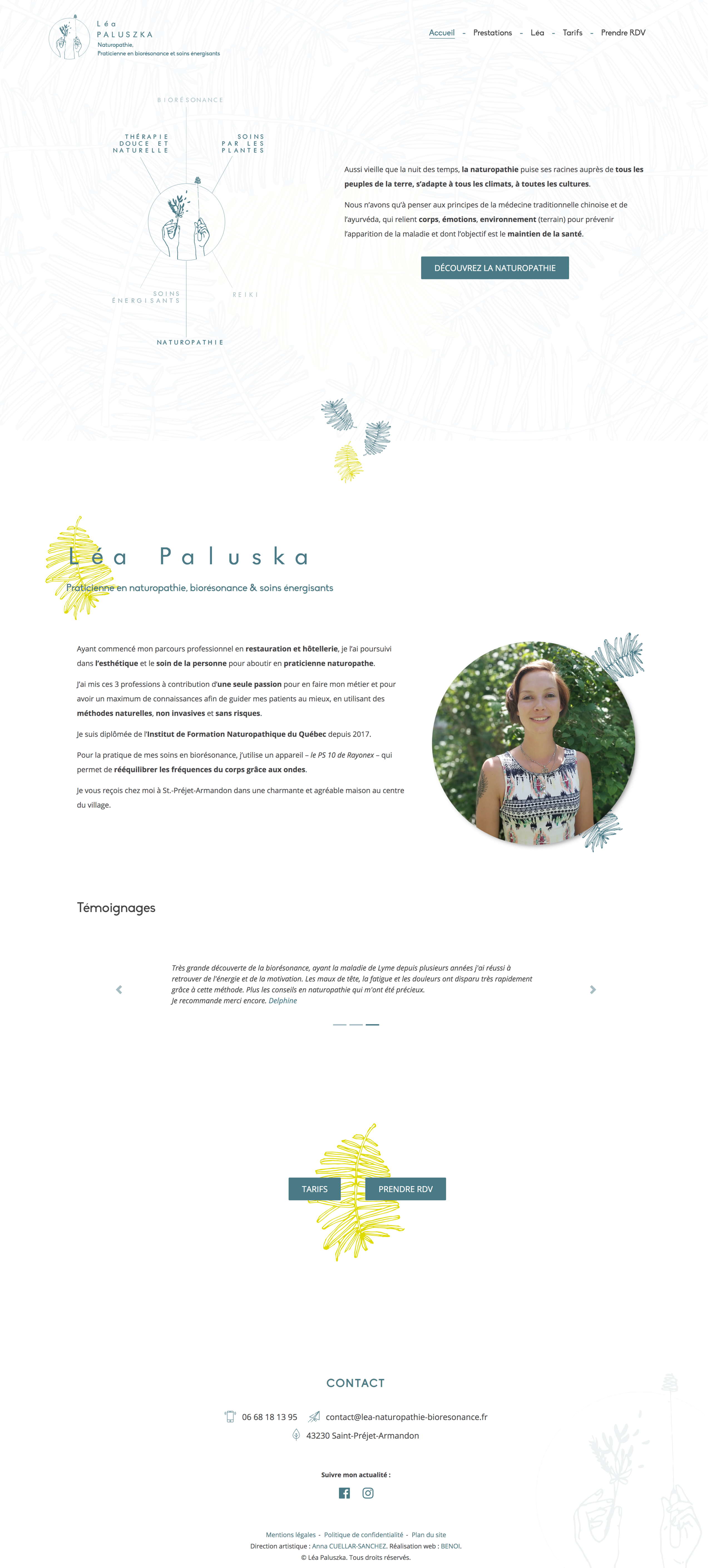 Page d'accueil du site de Lea Palszka - Praticienne en naturopathie et biorésonance